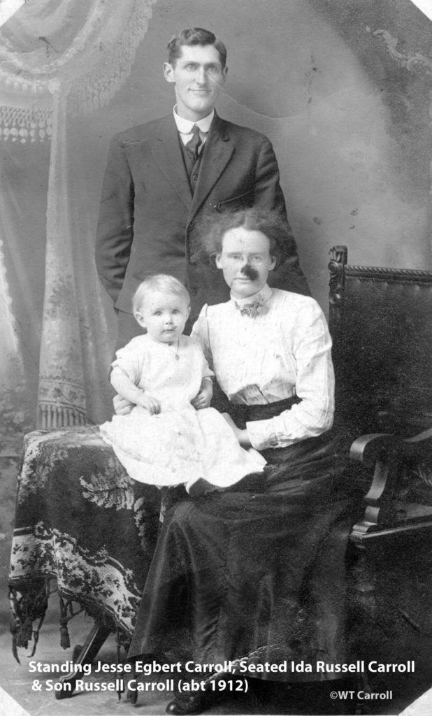 1912 Photo of Jesse, Idabel and Russell Carroll