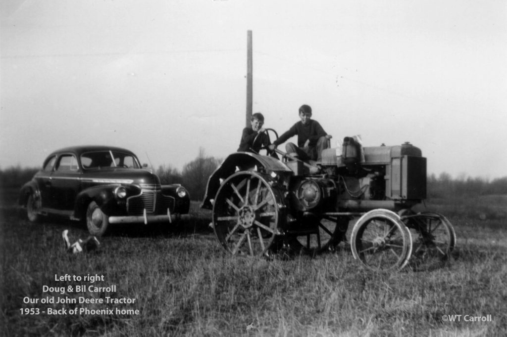 1953 Photo Doug & Bill Carroll on John Deere Tractor