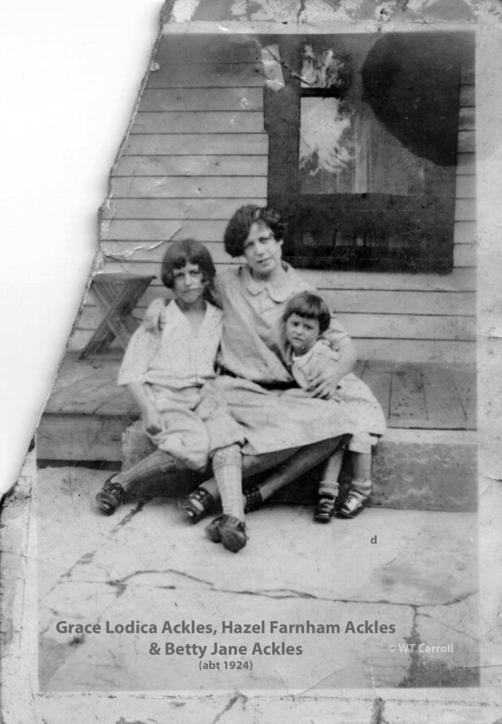 1924 Photo of Hazel Ackles and daughters Grace & Betty