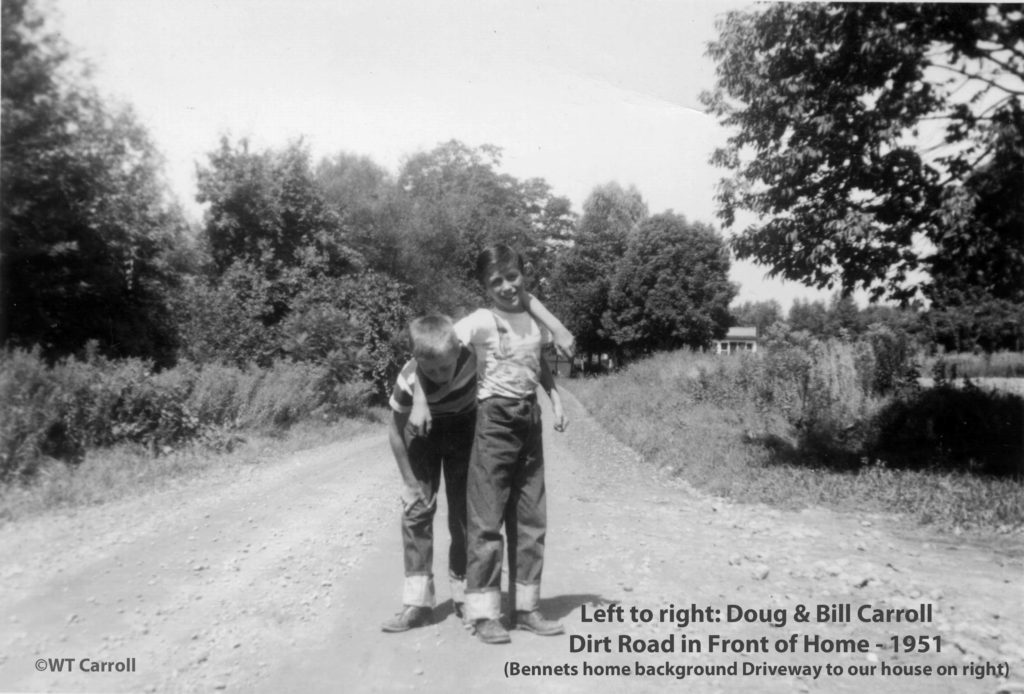 1951 Photo of Doug & Bill Carroll dirt driveway home front