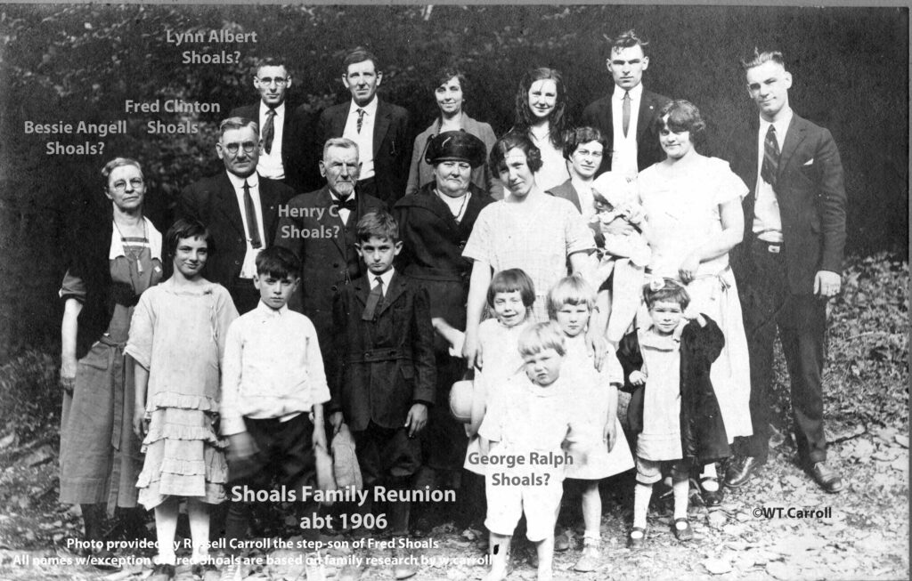 1906 Shoals Family Reunion Group Photo, Fred Shoals is Russell Carroll's step-father