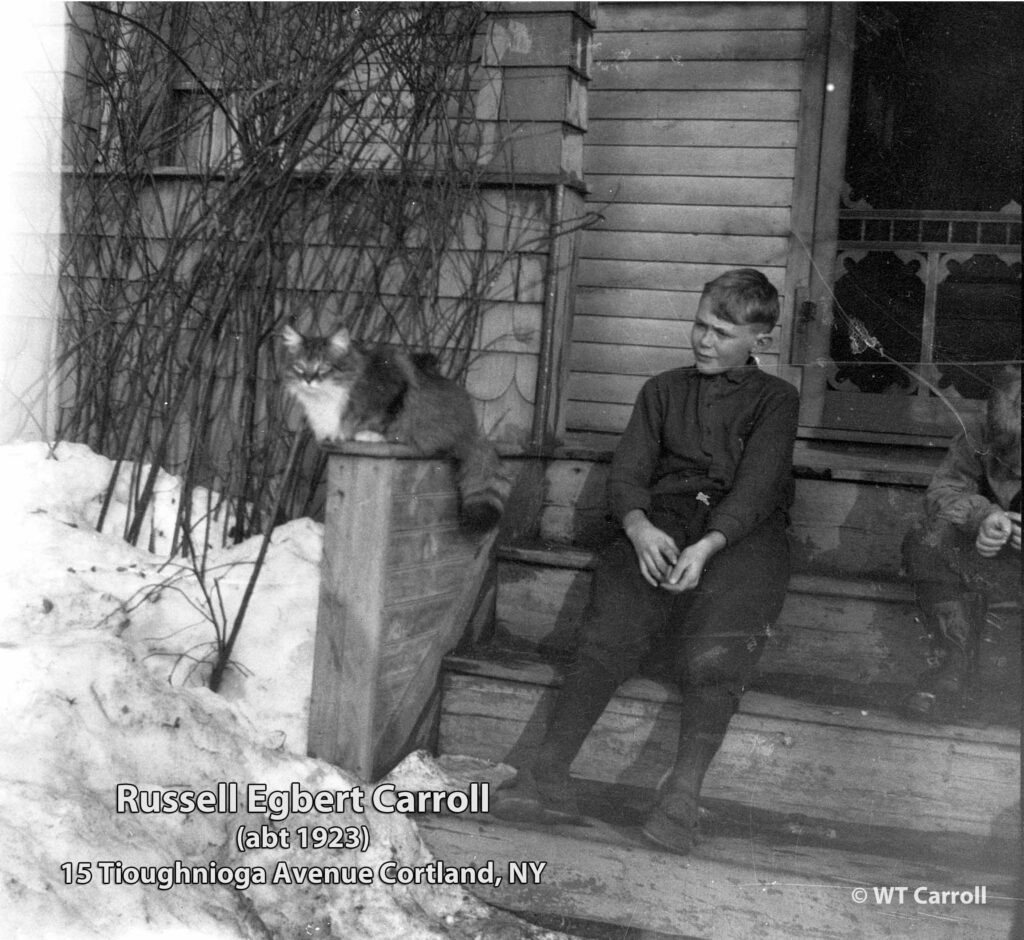 1923 Photo Russell Carroll on Poarch 15 Tioughnioga Ave